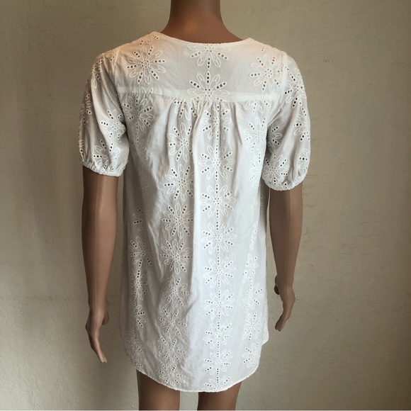 Zara Girls Size 13-14 White Embroidered Lined Short Sleeves Dress Button-Up - Picture 5 of 16